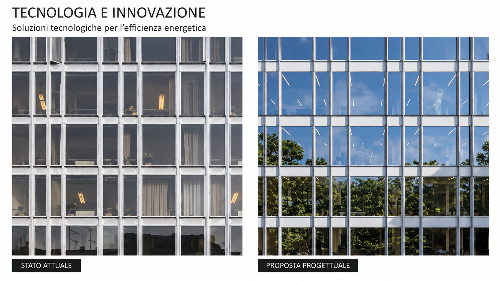 Confronto tra facciata esistente e nuova configurazione