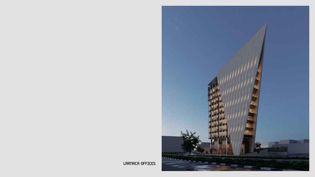 A faceted office tower in Larnaca