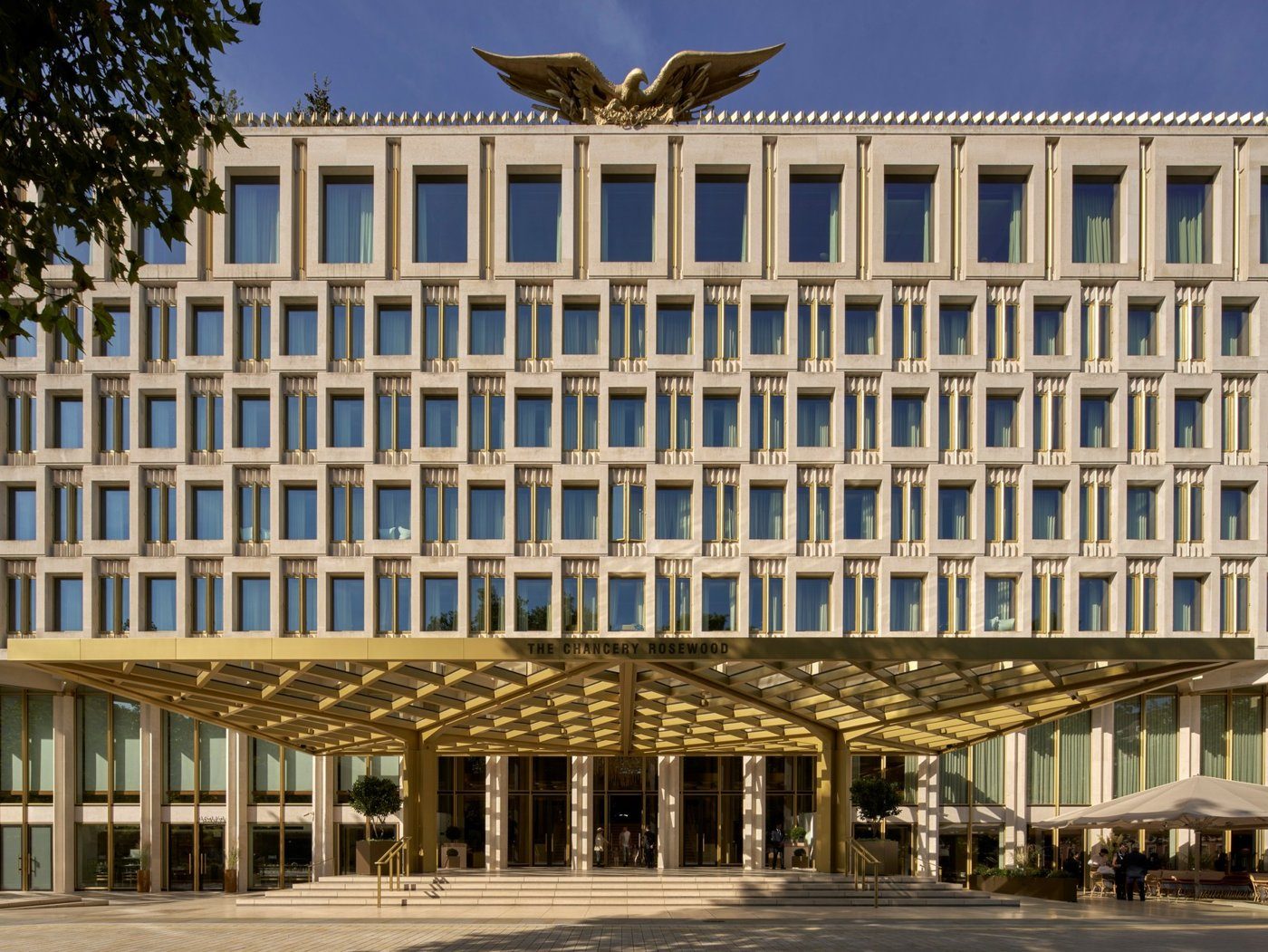 The eagle still guards the entrance