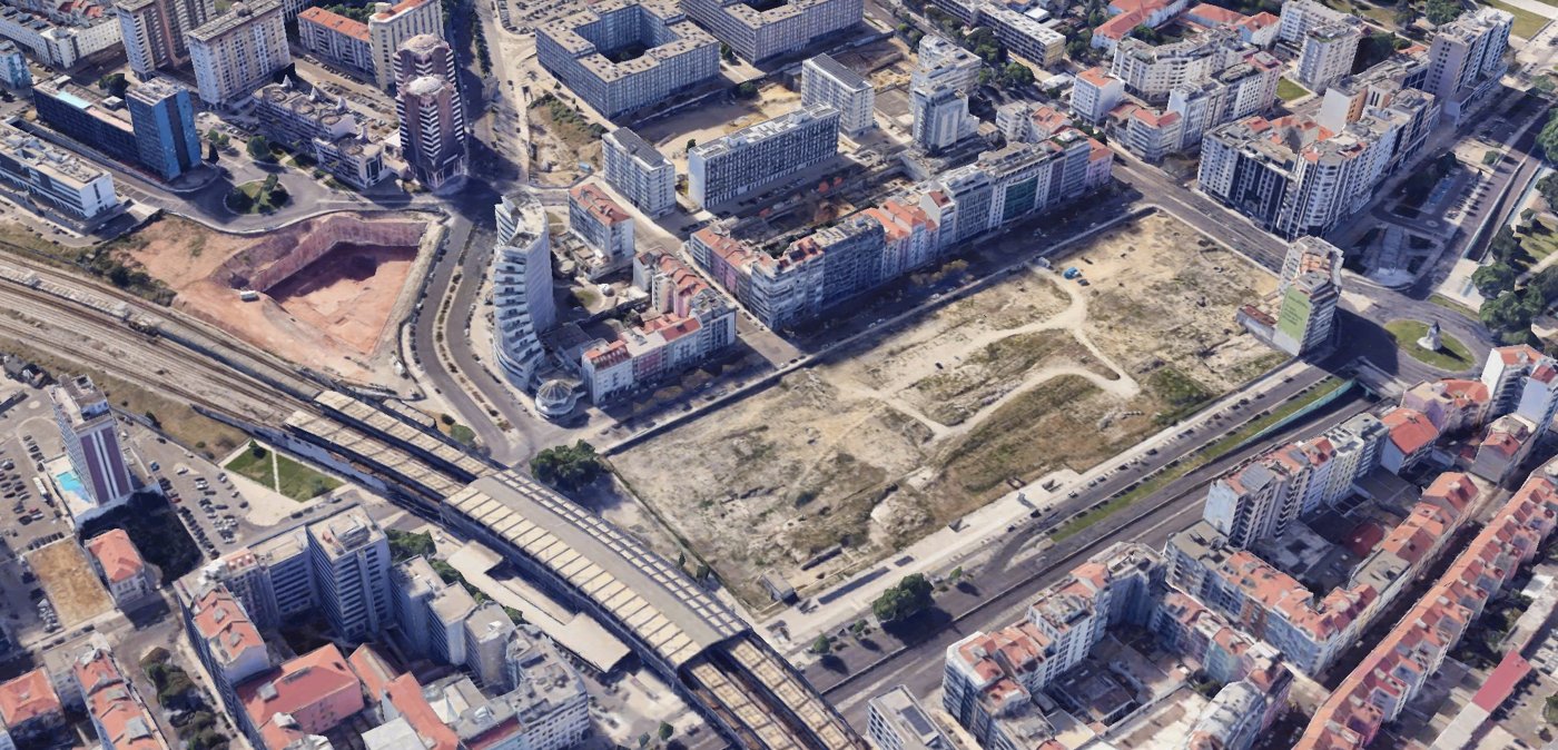 Aerial view of the excavation in Entrecampos