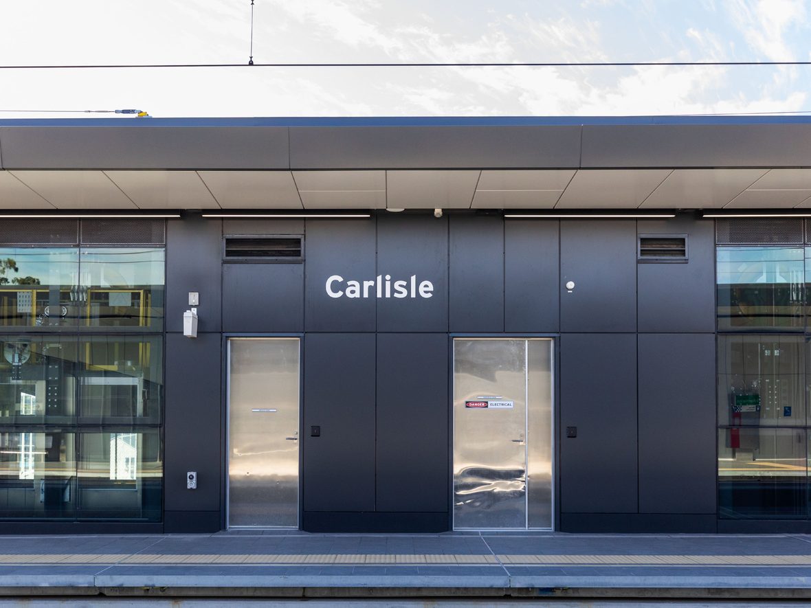Carlisle railway station clad in steel panels