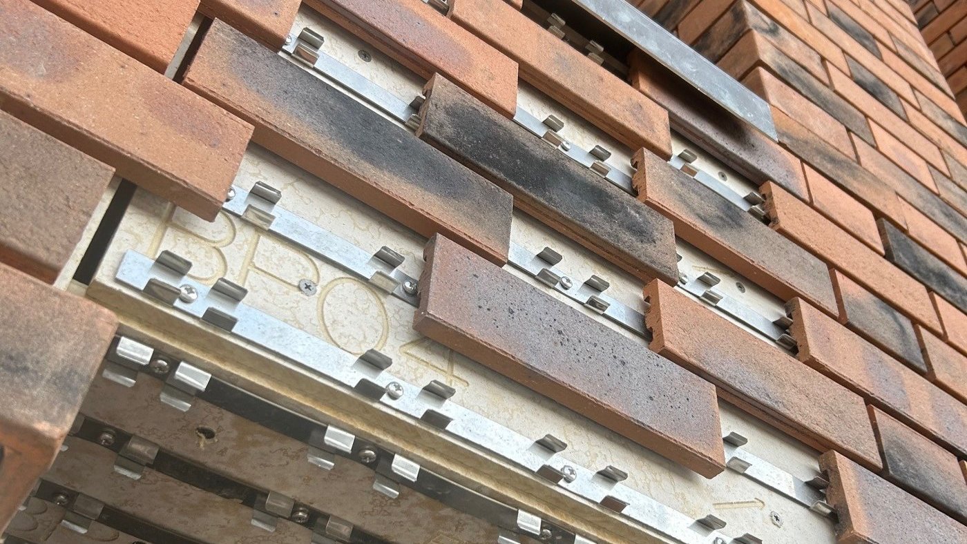 Close-up of a textured facade surface