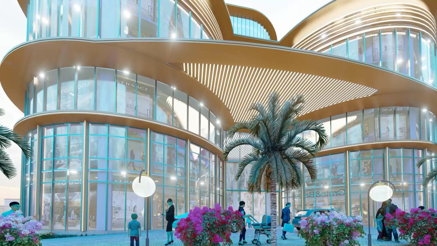 Daylight into the podium. The central volume pulls light down through the retail levels and gives the plan an internal focus.