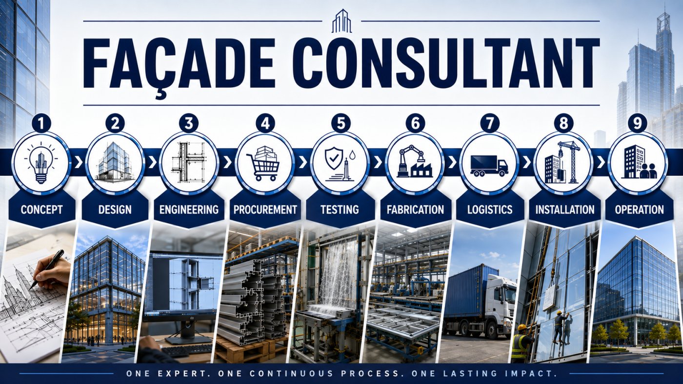 Nine stages, one chain. Concept to operation, which is the span he argued a consultant has to be present across rather than arriving inside.