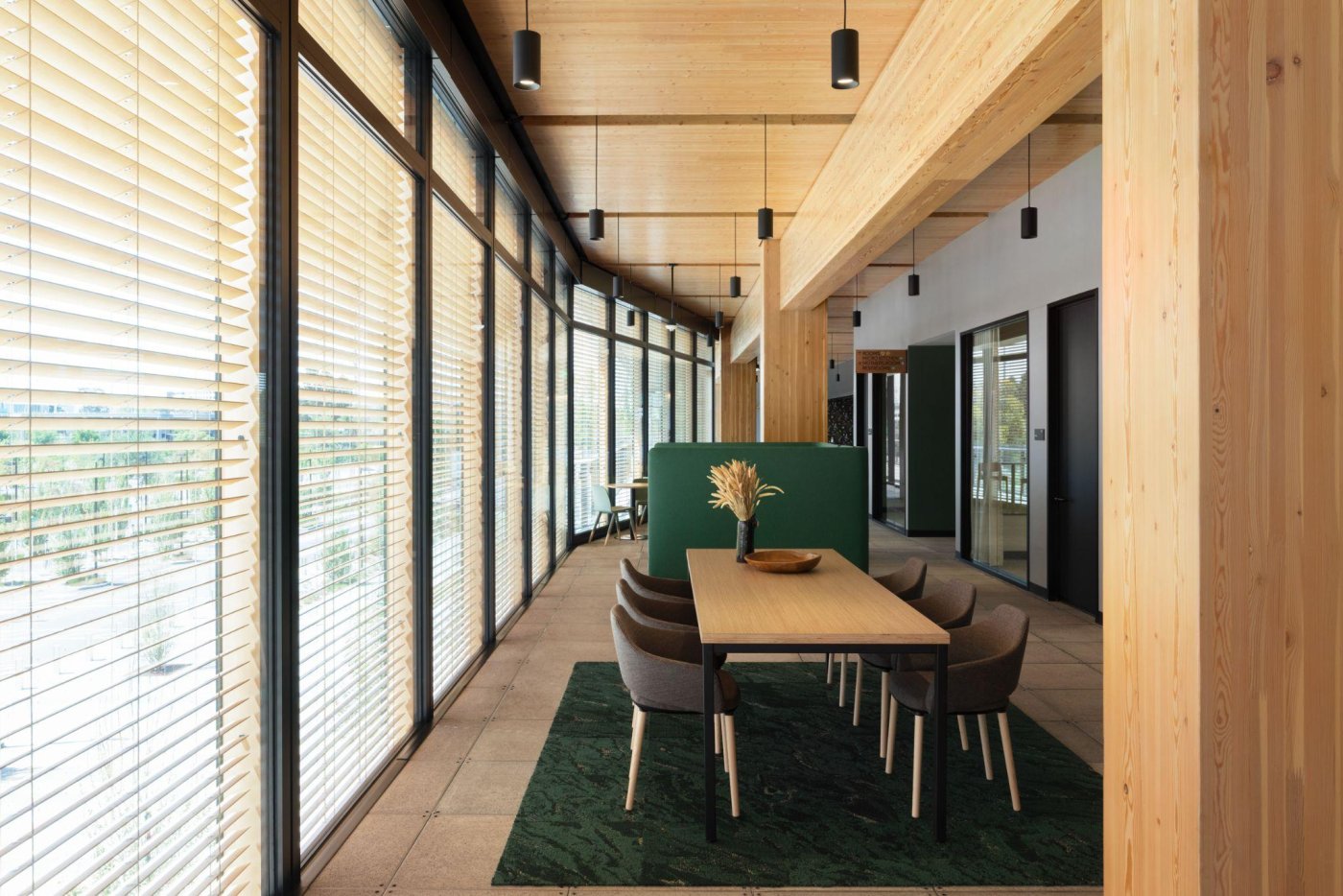 Shade when you want it, views when you do not. Rammig said a dynamic blind was high on the owner's list, and a year of study set when it would be needed on each elevation.
