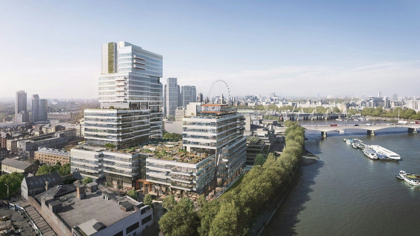 Vista, London, stepped terraces beside the Thames
