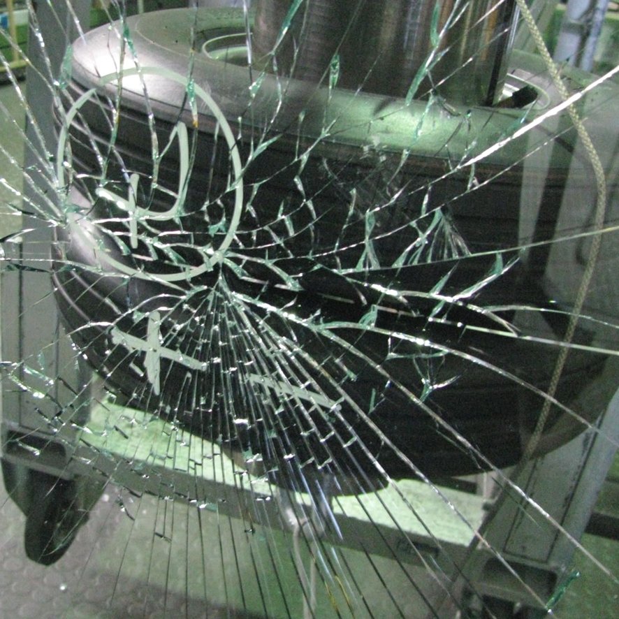 Cracked glass pane