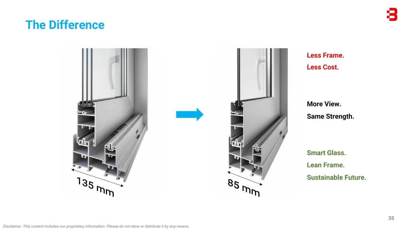 Comparison showing a slimmer sliding-door frame and larger glazed area