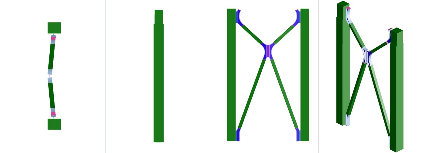 The brace moves at the node. Whether the load comes from columns shrinking or from wind, the node takes it and dissipates it, and its position, size and angles were all parametrically scripted.