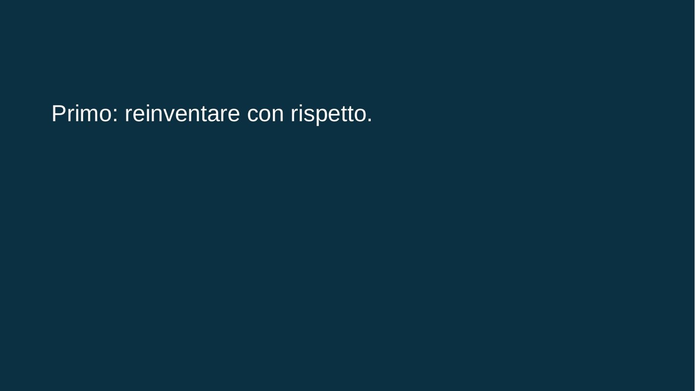 Primo criterio della giornata: reinventare con rispetto