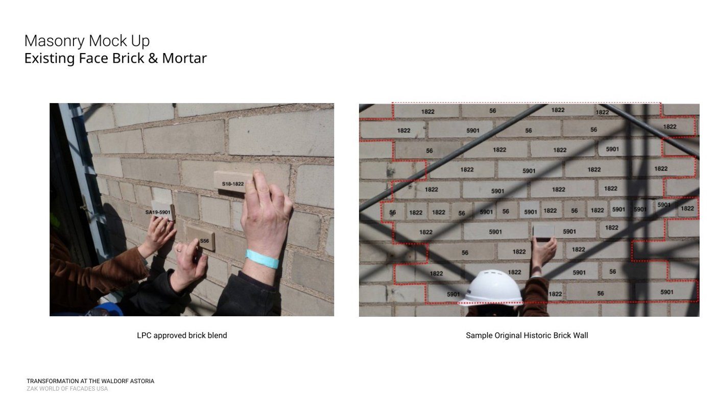 A masonry mock-up establishing the restoration palette