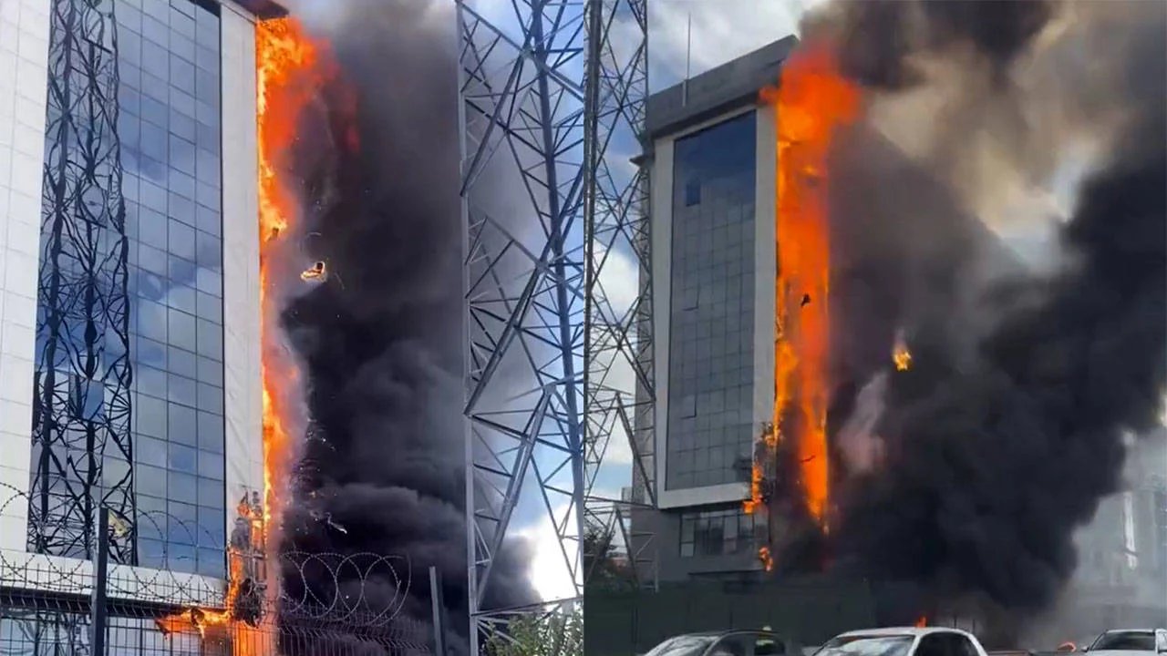 Façade fire during an external incident
