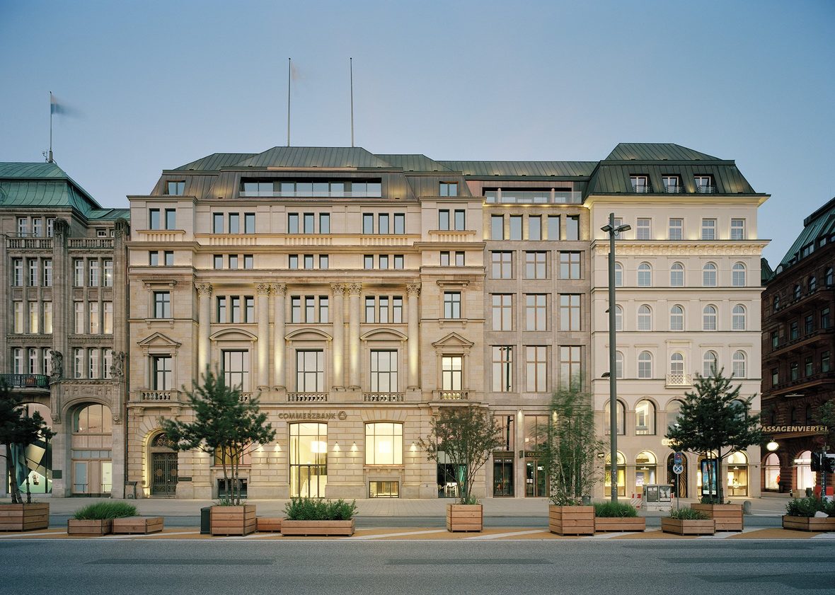 A heritage building with slim steel windows