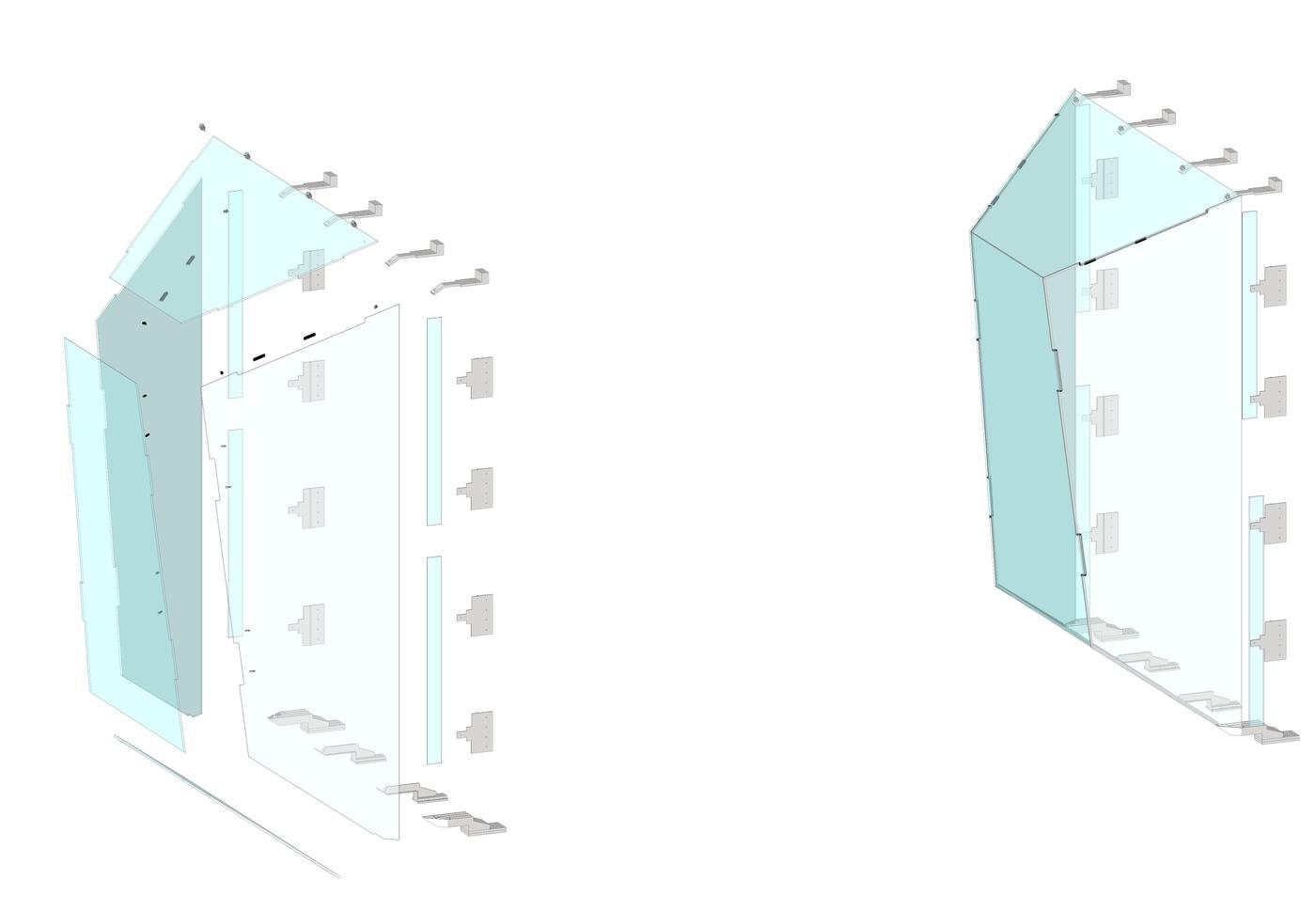 Exploded structural glass assembly