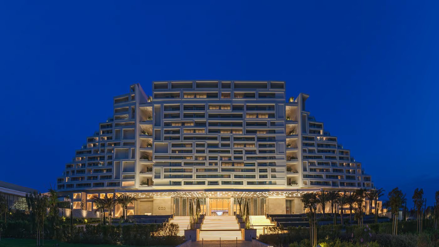 Large building at dusk