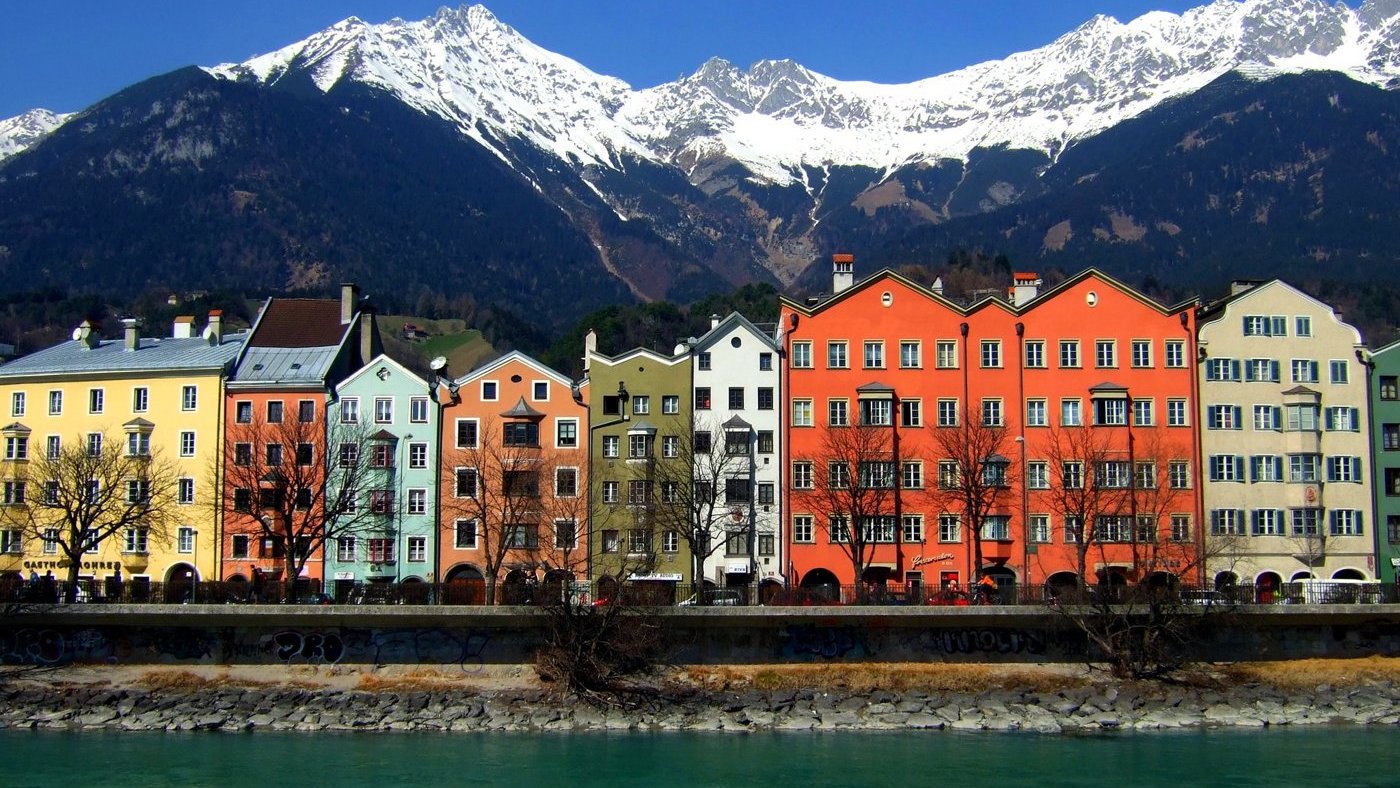 Row of colourful facades