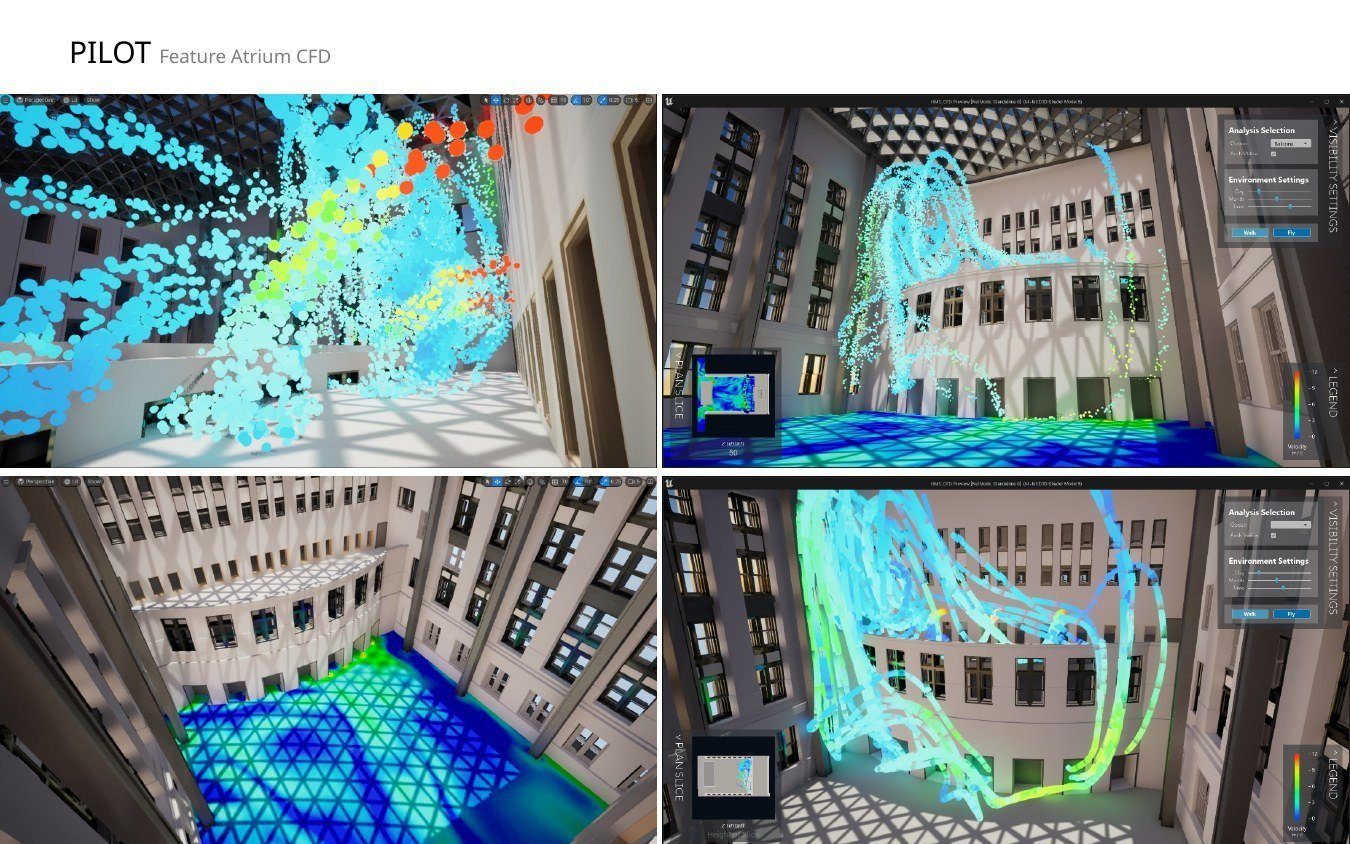 Airflow results made navigable inside an atrium study