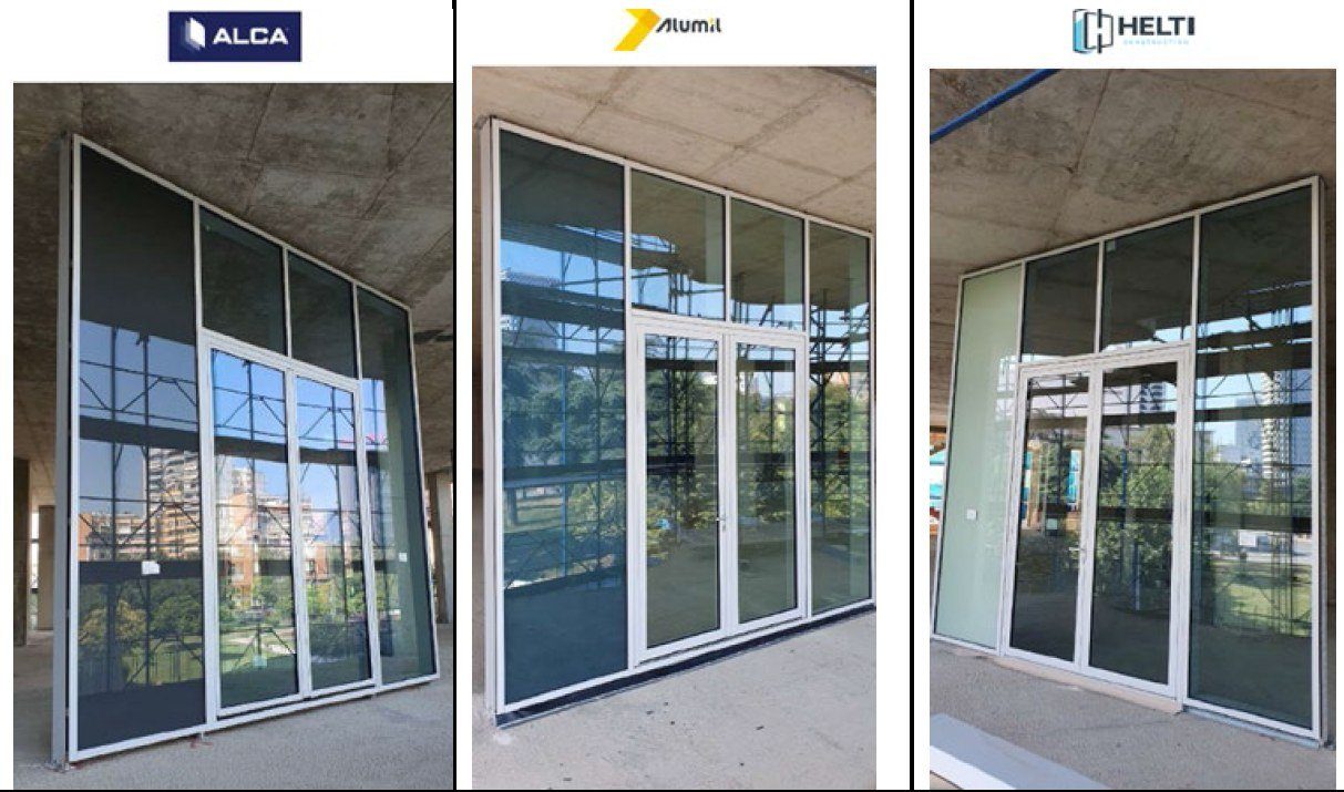 Full-scale façade mock-ups from three contractors