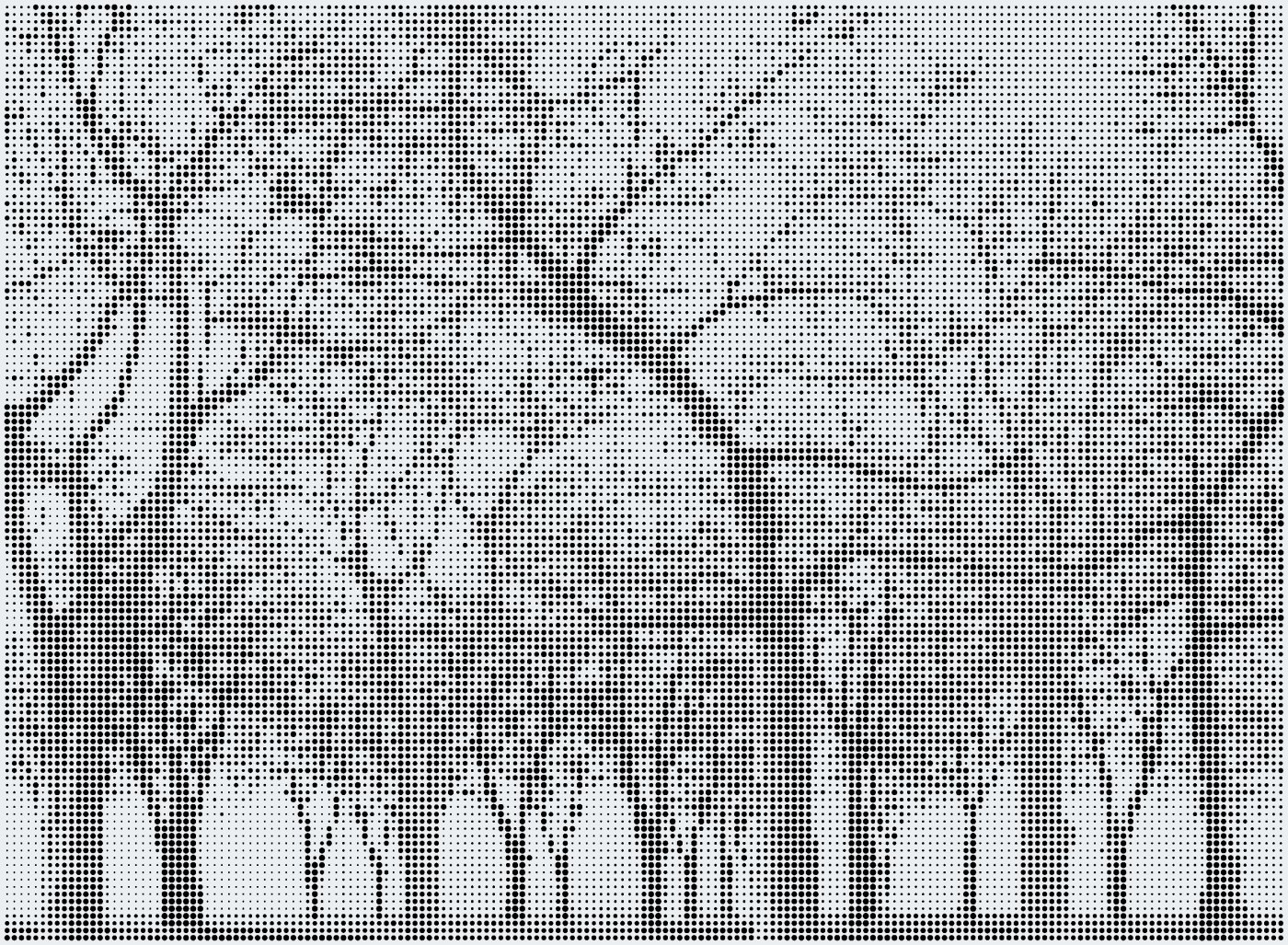 Then set the contrast. The same trees worked up as a perforation pattern, where the number of holes is the definition of the image.