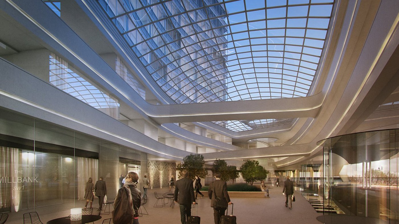 Glazed atrium interior