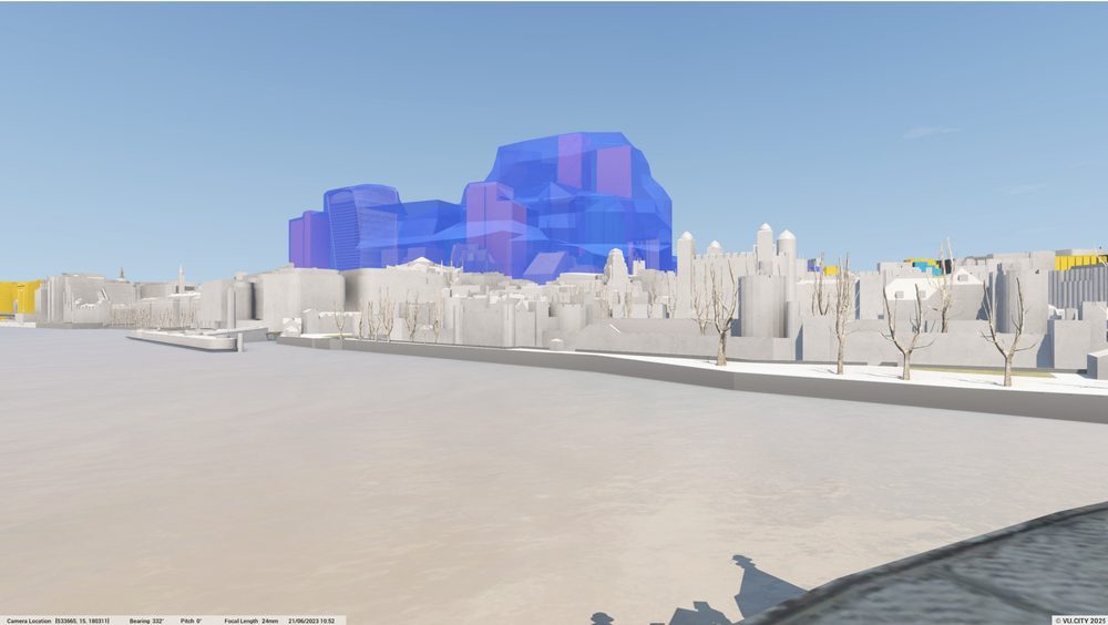 Tower Bridge with the modelled City Plan 2040 cluster behind it