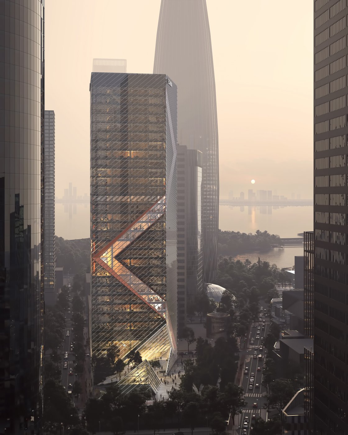 A small building asked to mark the spot. The plot in Houhai is only 1,500 square metres, against the 2,500 to 3,000 more usual for a headquarters of this kind, and sits among far larger neighbours.