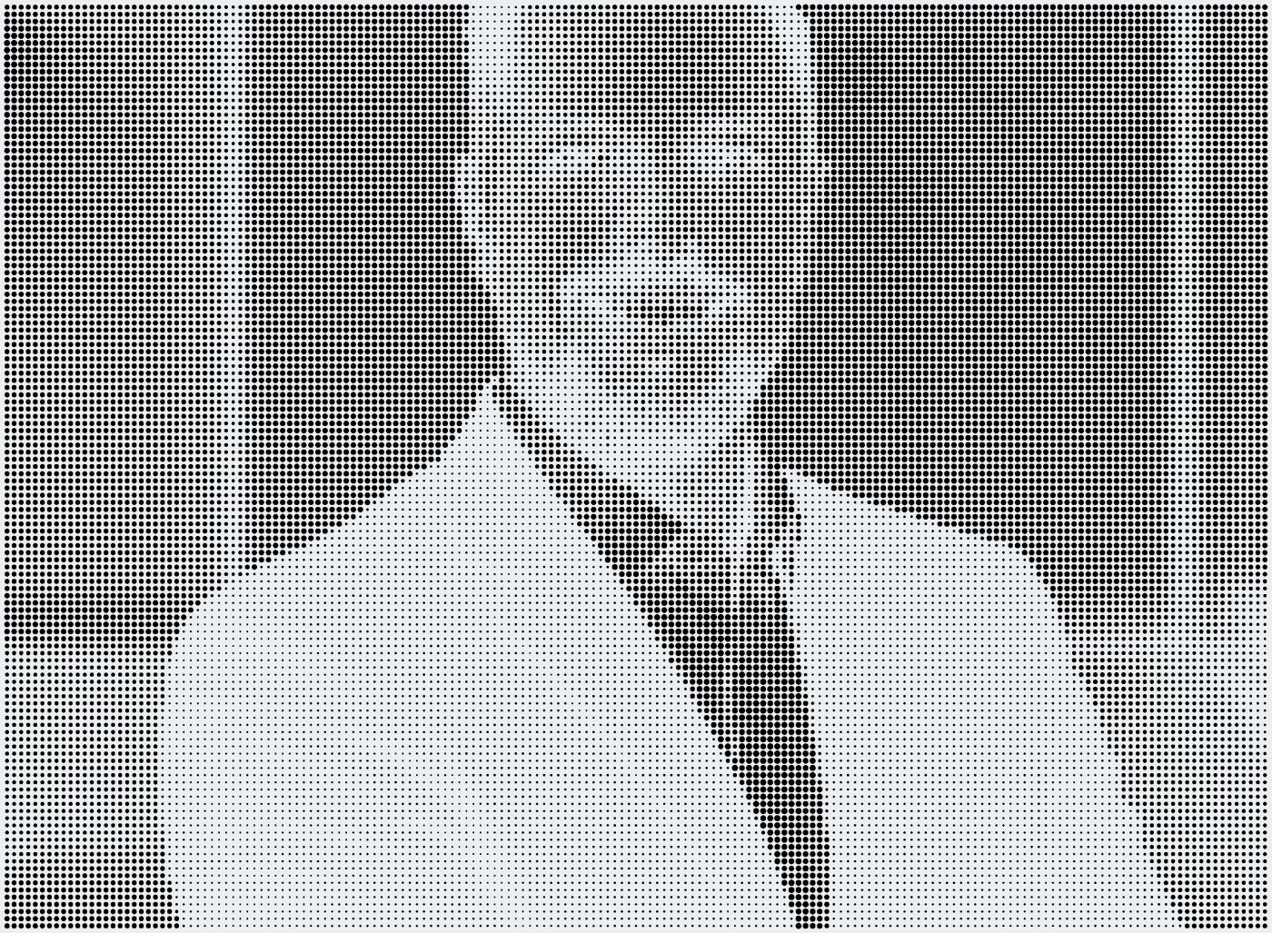 Perforating the background instead. The same face with the holes taken out around it rather than through it.