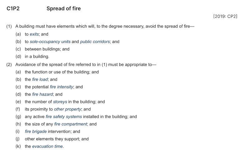 NCC fire provision extract