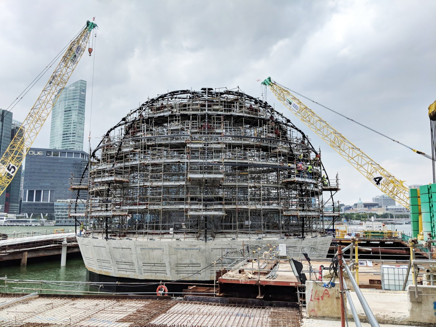 Glass as the bracing. On the Singapore dome the panels stiffen the structure rather than being carried by it.