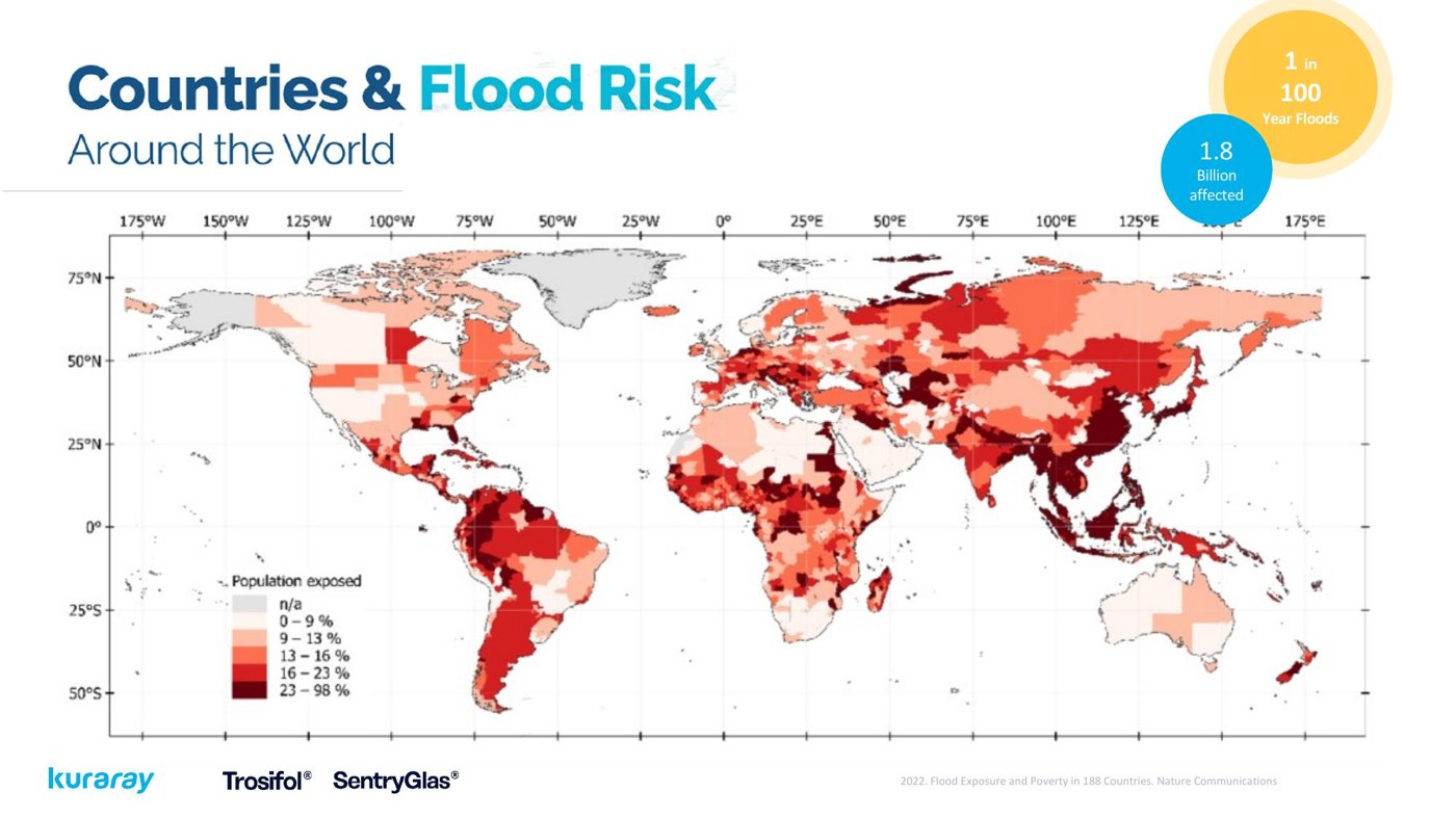World map highlighting cities at high flood risk