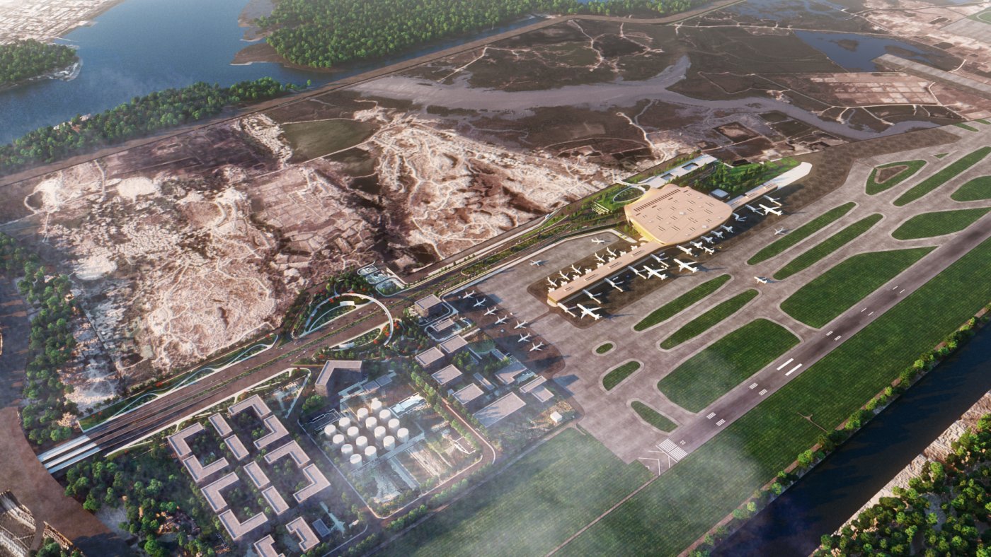 A masterplan built to grow. Shah described how the interconnected terminal arrangement lets the client phase the project over time while keeping the option of a hub airport.