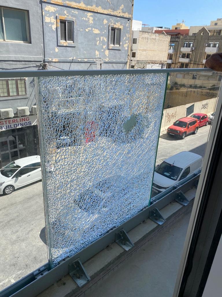 Cracks that hold. Heat-strengthened glass cracks from the breaking point out to the edge in larger pieces, Buluk said, where fully tempered glass breaks into very small ones.