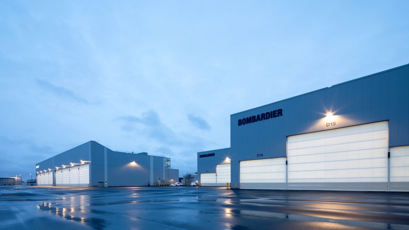The Pearson plant. Bombardier’s global manufacturing centre and fuel test hangar, substantially complete in May 2024, runs to just under a million square feet on 41 acres at the end of the airport’s busiest runway.