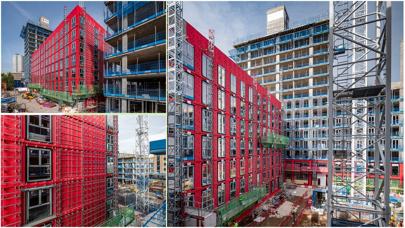 External air barrier membrane on a building under construction