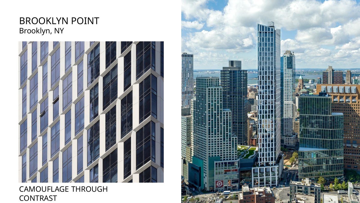 Brooklyn Point camouflaging openings in its pattern