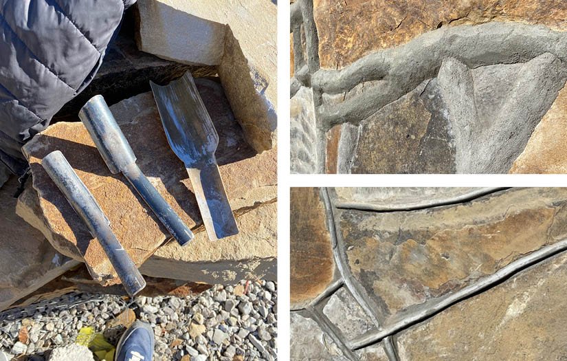 The rope joint. Ramhold said it covered the heads of nails used as makeshift ties, and that it also sheds water off the face of the stone.