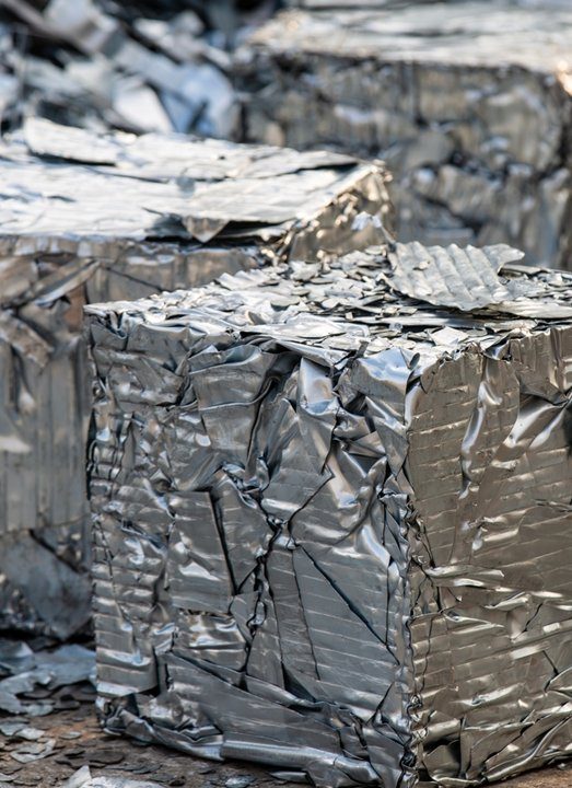 Bales of recycled steel