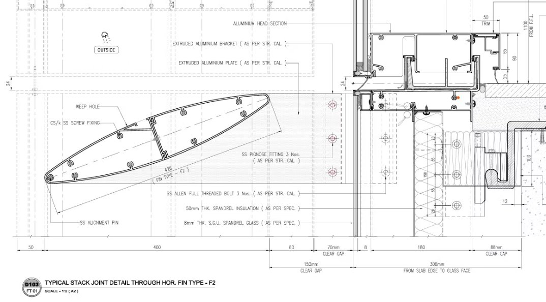 Section of an airfoil sun-shading louvre with an actuator mechanism