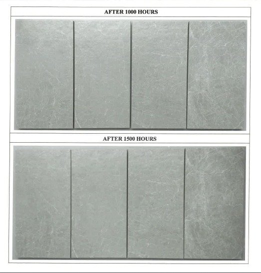 1500 hours under UV. Aditya described the EN 438-2 exposure test and the greyscale assessment that decides whether a panel can be called exterior grade.