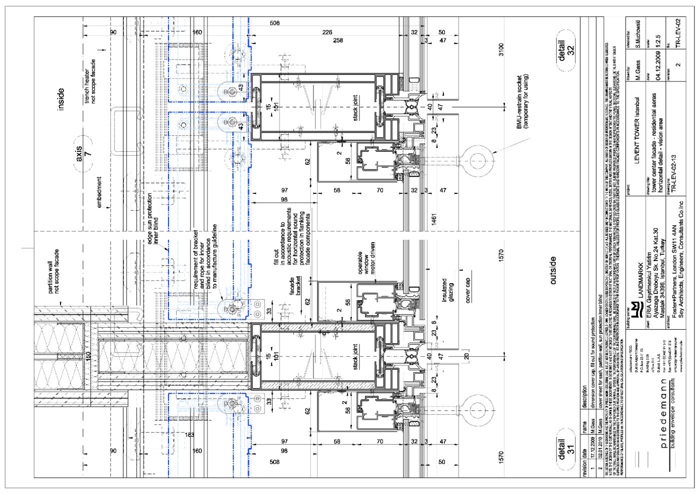 A full shop drawing, before tender. Technical design resolves every layer on structural calculation, and without naming a manufacturer.