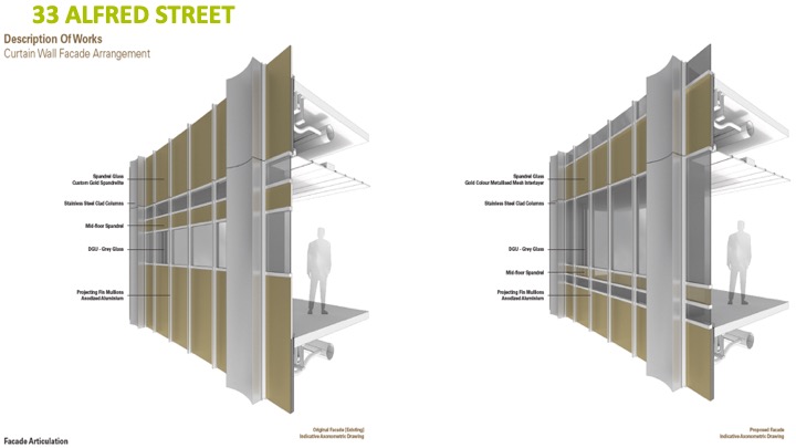 Old and new curtain wall compared. The very thin original alongside the deeper replacement system, which allowed the spandrel height to be reduced and daylight increased.