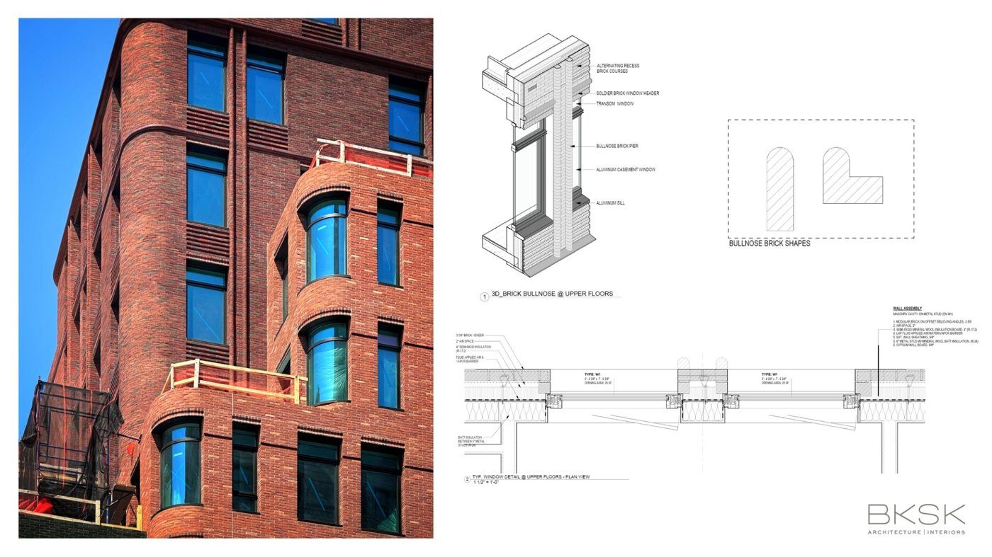 Detailed façade studies translating masonry proportions