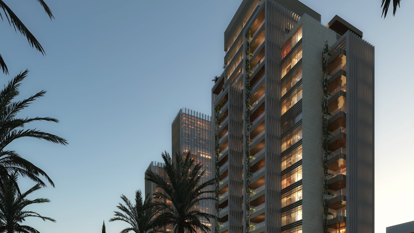 Tower and palms